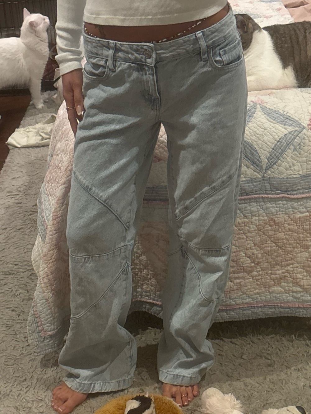 PacSun Light Blue Panelled Wide-Leg Jeans